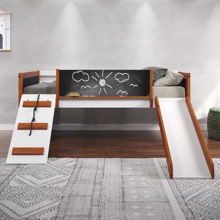 ACME Aurea Twin Loft Bed W/Slide Cherry Oak & White Finish