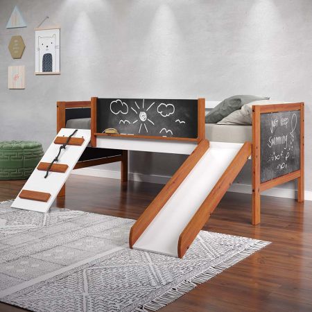 ACME Aurea Twin Loft Bed W/Slide Cherry Oak & White Finish