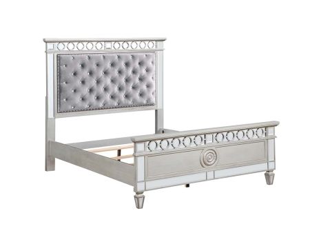 ACME Varian Twin Bed Gray Velvet Silver & Mirrored Finish