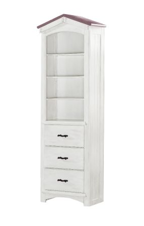 ACME Tree House Bookcase Cabinet Pink & White Finish