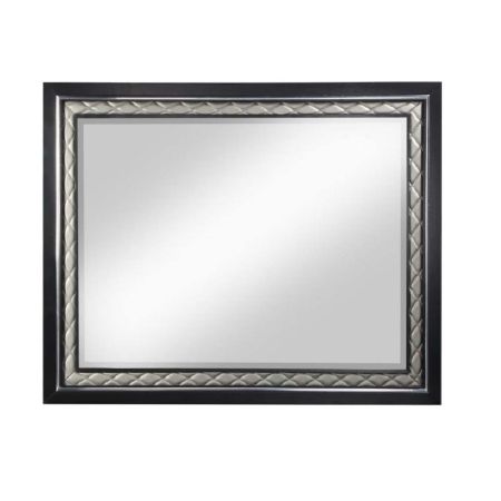 ACME Nicola Mirror Silver Synthetic Leather & Black Finish