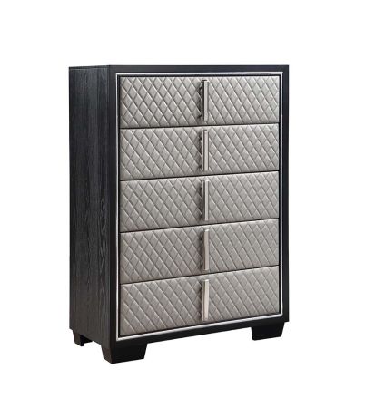 ACME Nicola Chest Silver Synthetic Leather & Black Finish