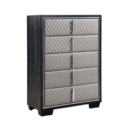 ACME Nicola Chest Silver Synthetic Leather & Black Finish