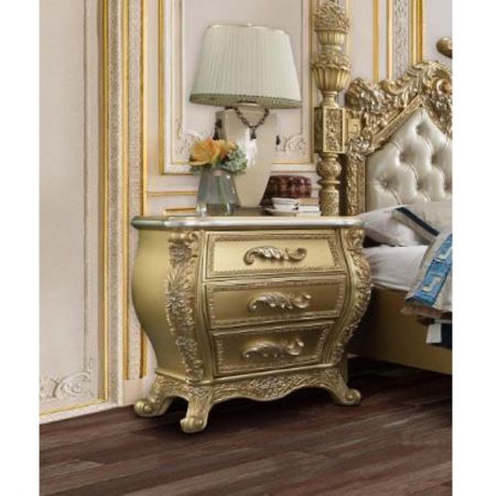 ACME Cabriole Nightstand Gold Finish