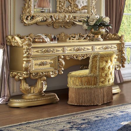 ACME Bernadette Vanity Desk Gold Finish