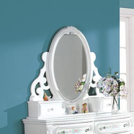 ACME Flora Mirror W/Jewlery White Finish