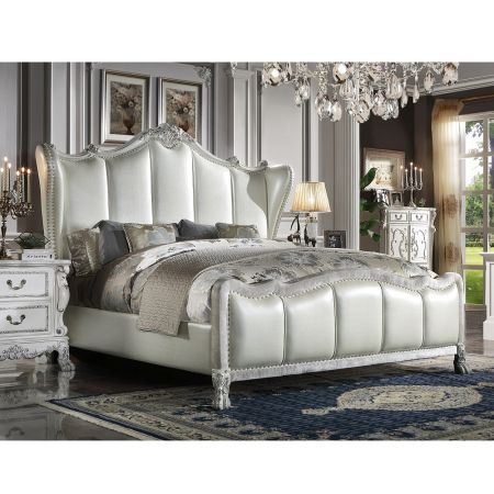 ACME Dresden II CK Bed Synthetic Leather & Bone White Finish