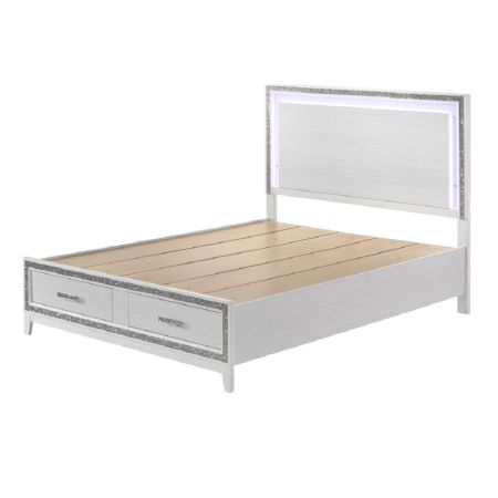 ACME Haiden EK Bed W/Led & Storage White Finish