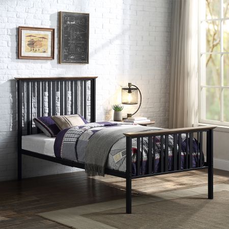 ACME Zudora Twin Bed Antique Oak & Black Finish