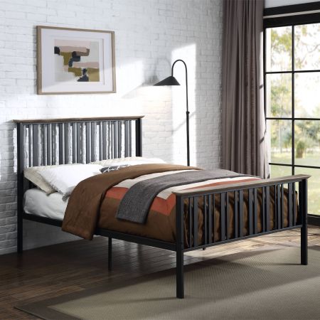 ACME Zudora Full Bed Antique Oak & Black Finish