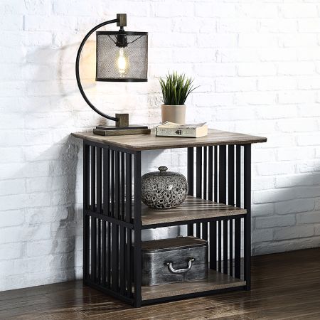 ACME Zudora Nightstand Antique Oak & Black Finish