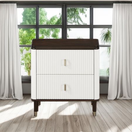 ACME Carena Nightstand W/Usb White & Brown Finish