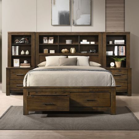 ACME Merrilee II EK Bed W/Storage Oak Finish