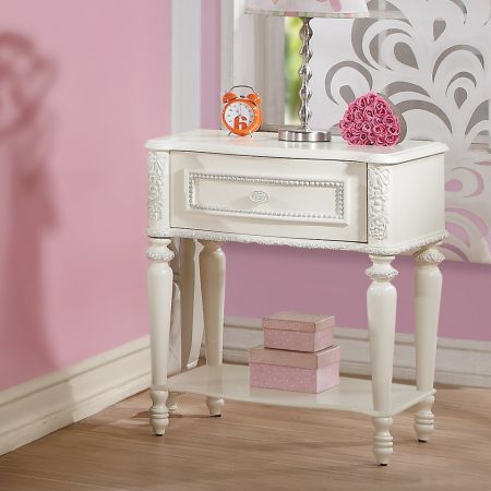 ACME Dorothy Nightstand W/1 Drawer Ivory Finish