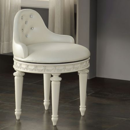 ACME Dorothy Vanity Chair W/Swivel Ivory Finish