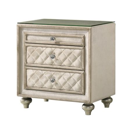 ACME Lucienne Nightstand Beige Velvet