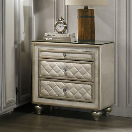 ACME Lucienne Nightstand Beige Velvet