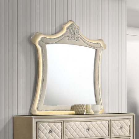 ACME Lucienne Mirror W/Led Beige Velvet