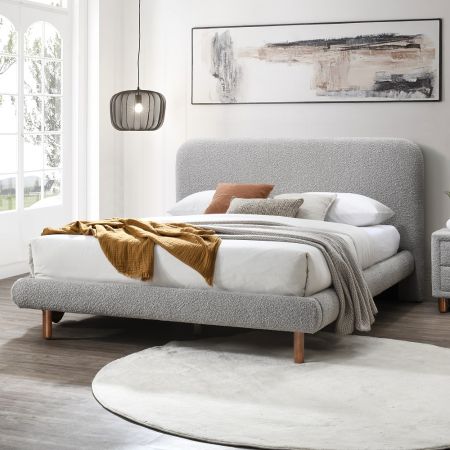 ACME Cleo EK Bed Gray Boucle