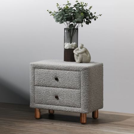 ACME Cleo Nightstand Gray Boucle