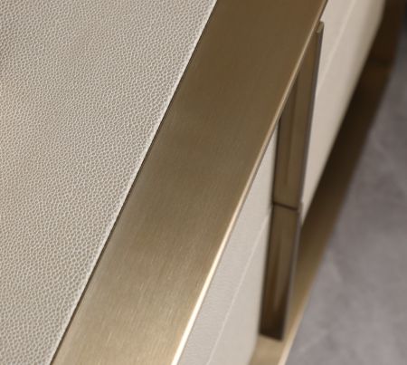 Nova Domus Cartier - Modern Beige Shagreen and Brushed Brass Nightstand