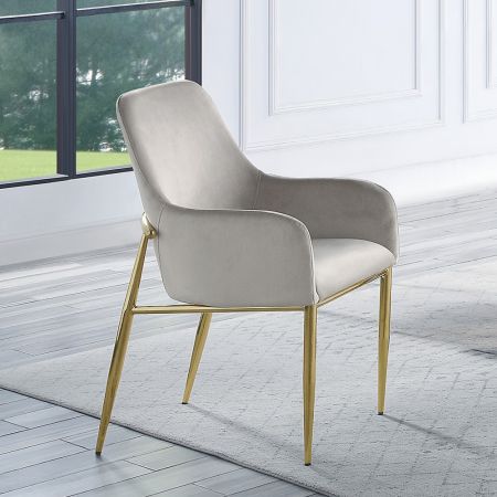 ACME Barnard Side Chair (Set-2) Gray Velvet & Mirrored Gold Finish