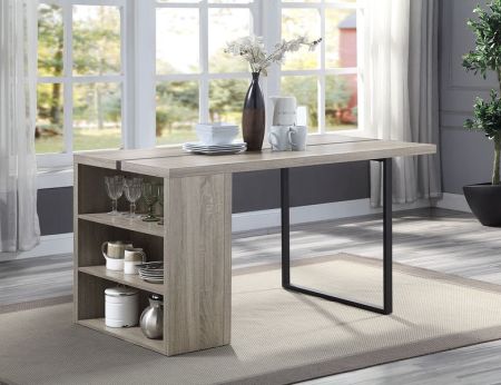 ACME Patwin Dining Table Gray Oak & Black Finish