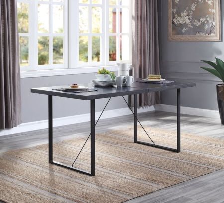 ACME Nakula Dining Table Gray Oak & Black Finish