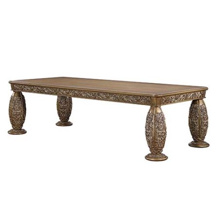 ACME Constantine Dining Table Brown & Gold Finish