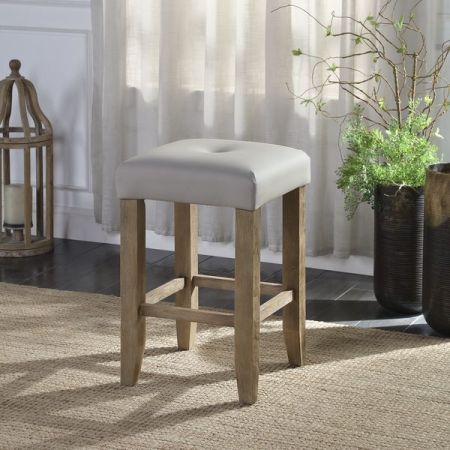 ACME Charnell Counter Height Stool (Set-2) Gray Synthetic Leather & Oak Finish