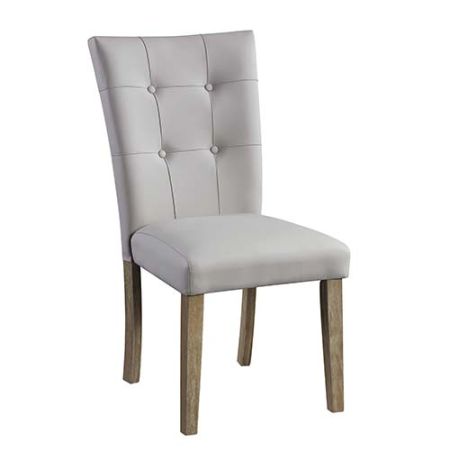 ACME Charnell Side Chair (Set-2) Gray Synthetic Leather & Oak Finish