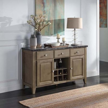 ACME Charnell Server Marble Top & Oak Finish