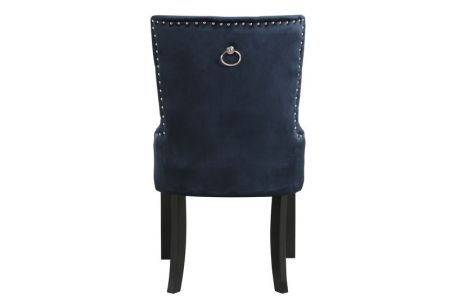 ACME Varian II Side Chair Dark Navy Blue Velvet & Black Finish