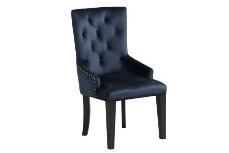 ACME Varian II Side Chair Dark Navy Blue Velvet & Black Finish