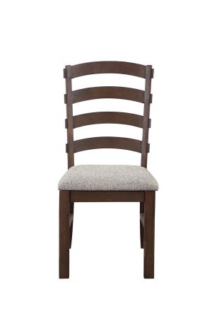 ACME Pascaline Side Chair (Set-2) Gray Fabric Rustic Brown & Oak Finish