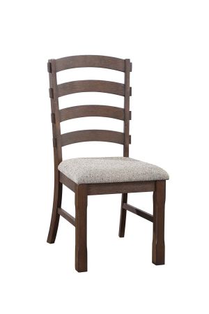 ACME Pascaline Side Chair (Set-2) Gray Fabric Rustic Brown & Oak Finish