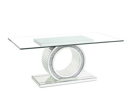 ACME Noralie Dining Table Mirrored & Faux Diamonds