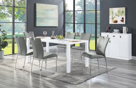 ACME Pagan Side Chair (Set-2) Gray Synthetic Leather & Chrome Finish