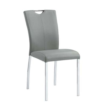 ACME Pagan Side Chair (Set-2) Gray Synthetic Leather & Chrome Finish