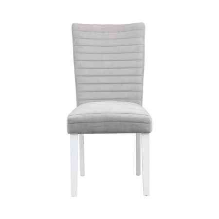 ACME Elizaveta Side Chair (Set-2) Gray Velvet &White High Gloss Finish