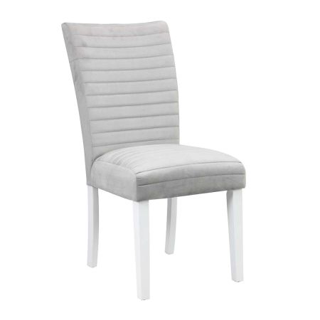 ACME Elizaveta Side Chair (Set-2) Gray Velvet &White High Gloss Finish