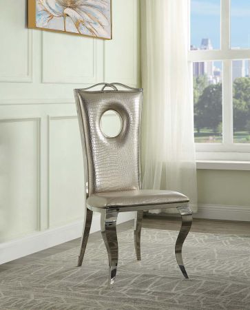 ACME Cyrene Side Chair (Set-2) Beige Synthetic Leather