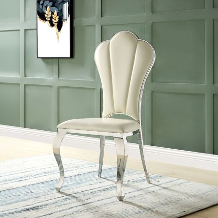 ACME Cyrene Side Chair (Set-2) Beige Synthetic Leather