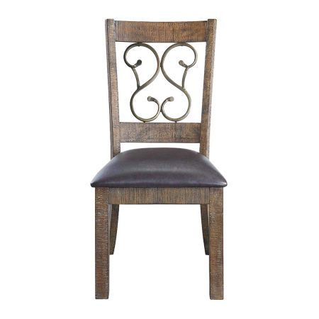 ACME Raphaela Side Chair (Set-2) Black Synthetic Leather & Weathered Cherry Finish