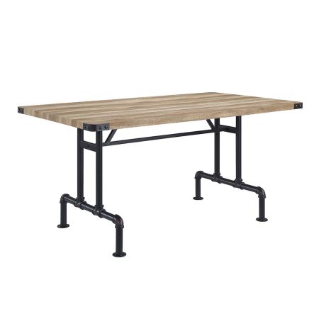 ACME Edina Dining Table Oak & Sandy Black Finish