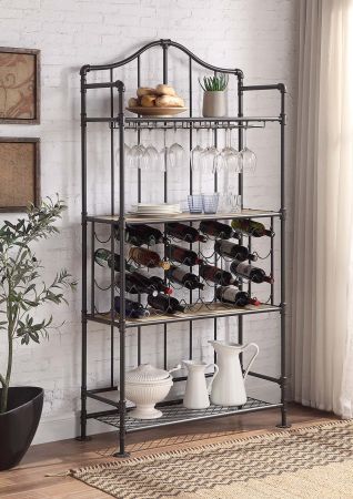 ACME Edina Wine Rack Oak & Sandy Black Finish