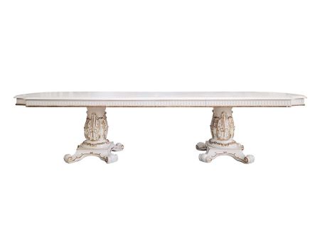 ACME Vendome Dining Table W/Pedestal Base Antique Pearl Finish