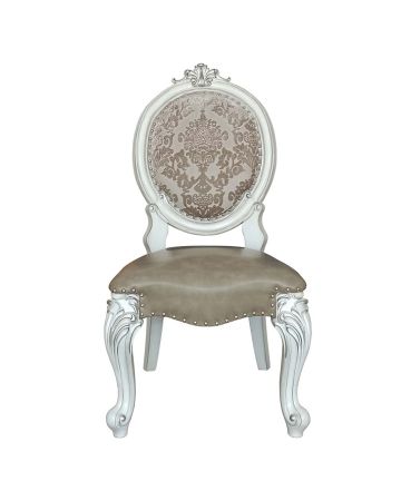 ACME Versailles Side Chair (Set-2) Synthetic Leather & Bone White Finish