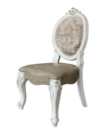 ACME Versailles Side Chair (Set-2) Synthetic Leather & Bone White Finish