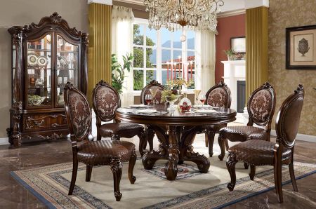 ACME Versailles Round Dining Table Cherry Finish